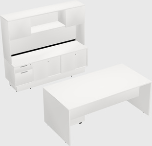 Parallel desk with low credenza