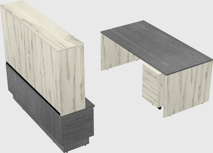 Parallel desk with low credenza