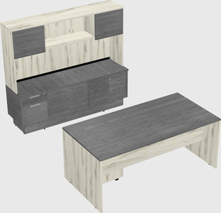 Parallel desk with low credenza