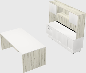 Parallel desk with low credenza