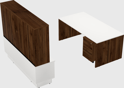 Parallel desk with low credenza