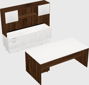 Parallel desk with low credenza