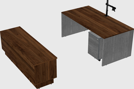 Parallel desk with low credenza