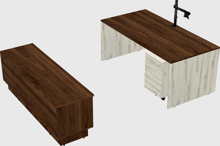 Parallel desk with low credenza