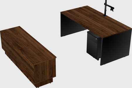 Parallel desk with low credenza