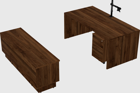 Parallel desk with low credenza