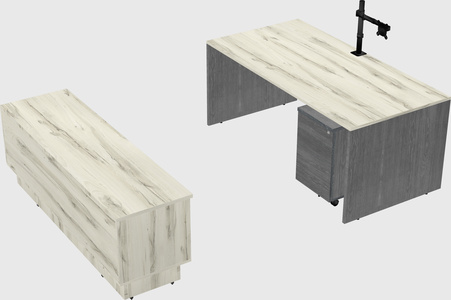 Parallel desk with low credenza