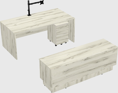 Parallel desk with low credenza