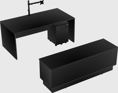 Parallel desk with low credenza