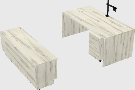 Parallel desk with low credenza