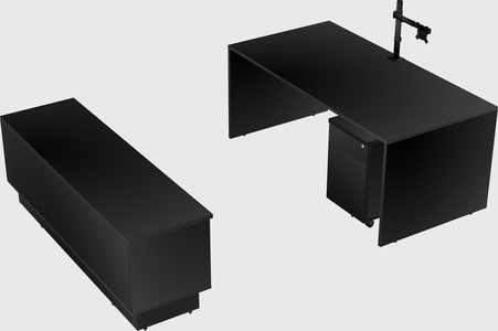 Parallel desk with low credenza