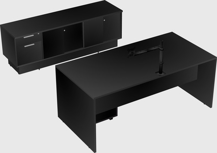 Parallel desk with low credenza