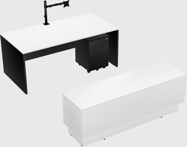 Parallel desk with low credenza