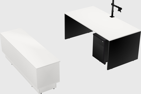 Parallel desk with low credenza