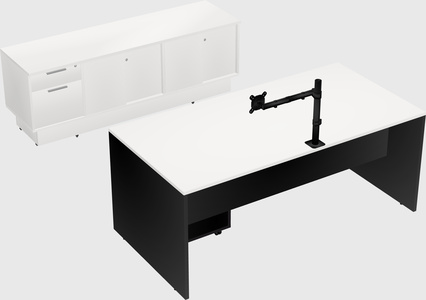 Parallel desk with low credenza