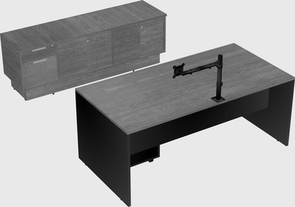 Parallel desk with low credenza