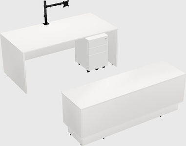 Parallel desk with low credenza
