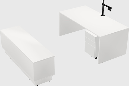 Parallel desk with low credenza