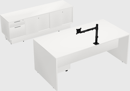 Parallel desk with low credenza