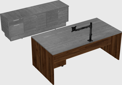 Parallel desk with low credenza
