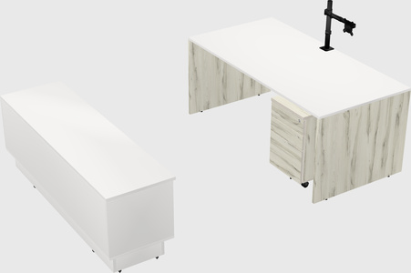 Parallel desk with low credenza