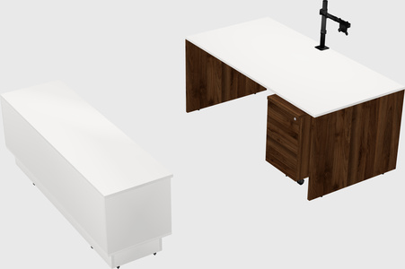 Parallel desk with low credenza