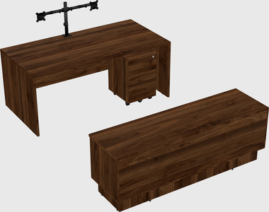 Parallel desk with low credenza