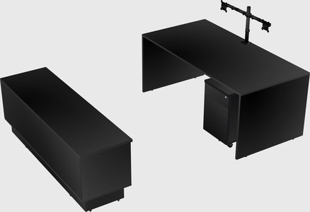 Parallel desk with low credenza