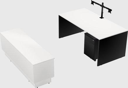 Parallel desk with low credenza