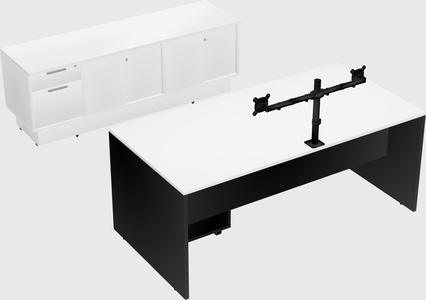 Parallel desk with low credenza