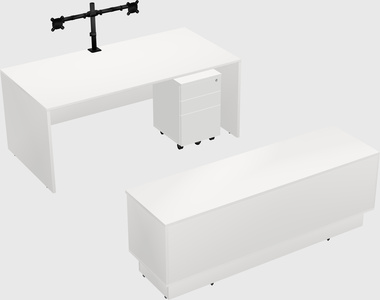 Parallel desk with low credenza