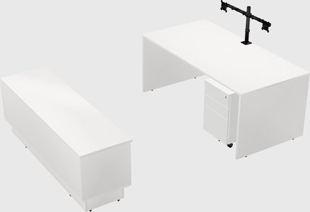 Parallel desk with low credenza