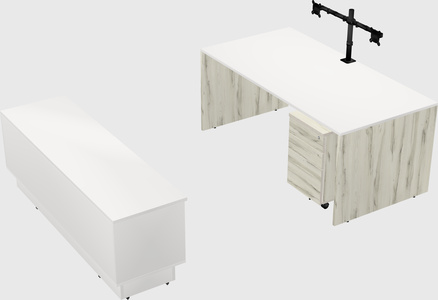 Parallel desk with low credenza