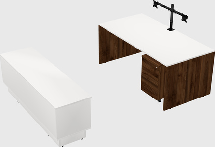 Parallel desk with low credenza