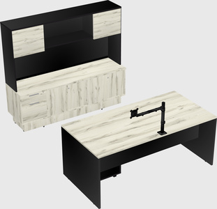 Parallel desk with low credenza