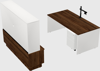 Parallel desk with low credenza