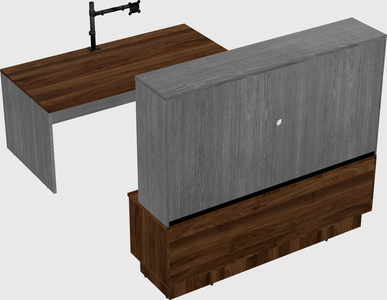 Parallel desk with low credenza