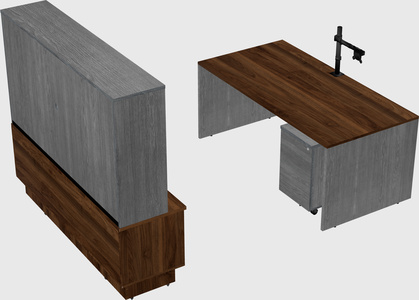 Parallel desk with low credenza
