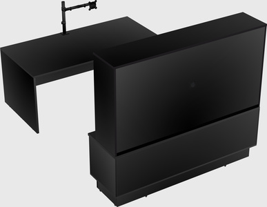Parallel desk with low credenza