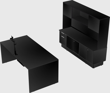 Parallel desk with low credenza