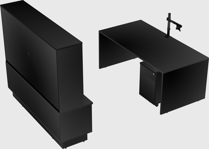 Parallel desk with low credenza