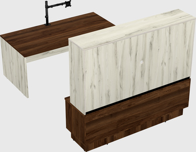 Parallel desk with low credenza