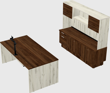 Parallel desk with low credenza