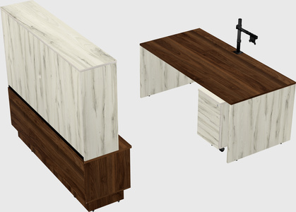Parallel desk with low credenza