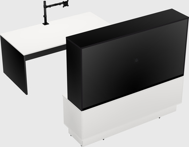 Parallel desk with low credenza