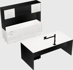 Parallel desk with low credenza