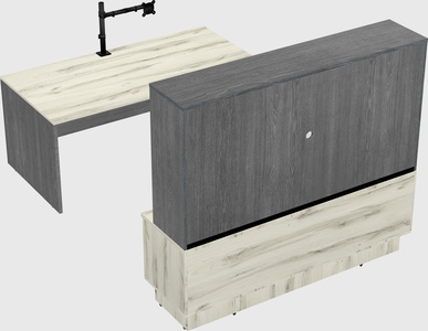 Parallel desk with low credenza