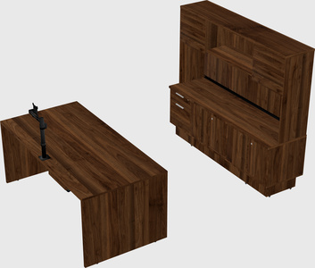 Parallel desk with low credenza