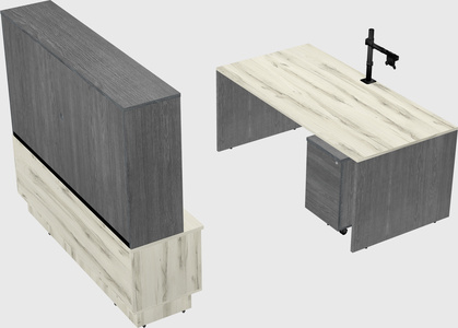 Parallel desk with low credenza
