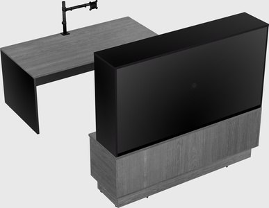 Parallel desk with low credenza